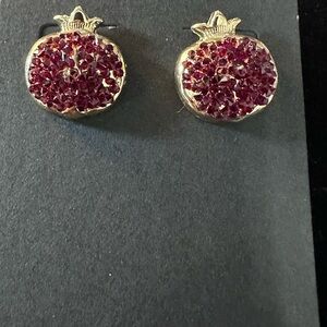 Gold and Red Pomegranate Earrings